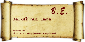 Balkányi Emma névjegykártya