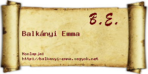Balkányi Emma névjegykártya